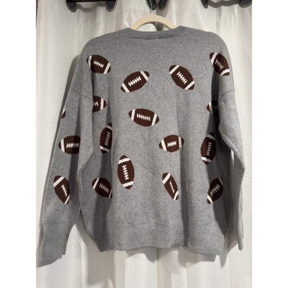 Vince Camuto Womens Football Intarsia Knit Sweater Gray Cotton SV7755200 Small - Picture 4 of 4